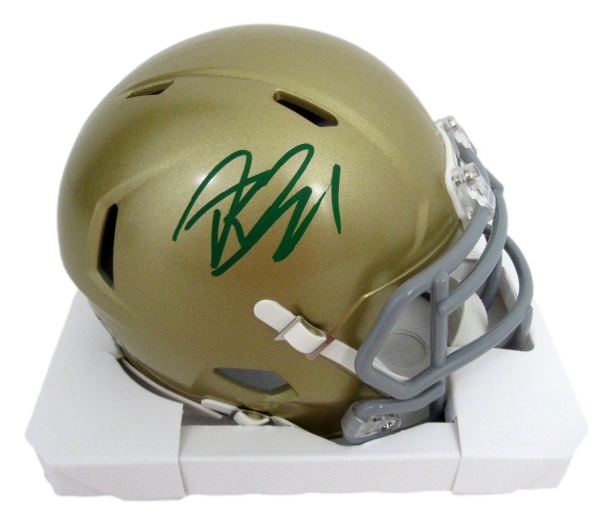 Riley Leonard Signed/Auto Gold Mini Football Helmet Notre Dame PSA/DNA 195620