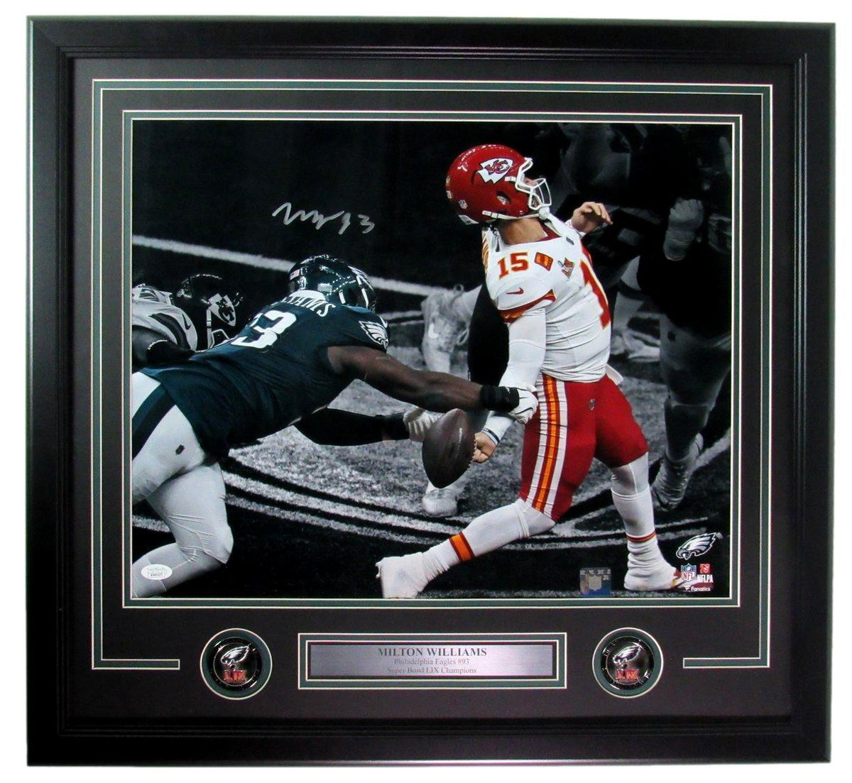 Milton Williams Signed/Autographed 16x20 Photo Eagles SB LIX Framed JSA 195566