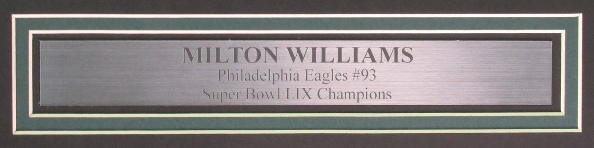 Milton Williams Signed/Autographed 16x20 Photo Eagles SB LIX Framed JSA 195566