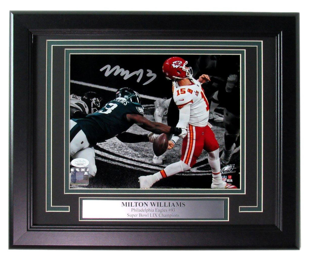 Milton Williams Signed/Autographed 8x10 Photo Eagles SB LIX Framed JSA 195568