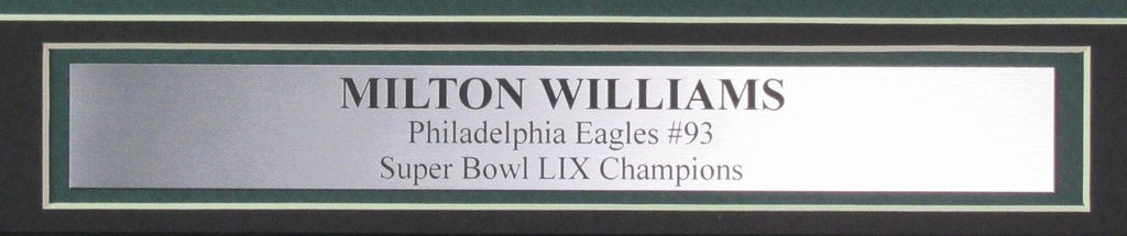 Milton Williams Signed/Autographed 8x10 Photo Eagles SB LIX Framed JSA 195568