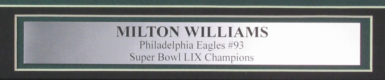 Milton Williams Signed/Autographed 8x10 Photo Eagles SB LIX Framed JSA 195568