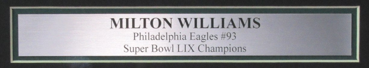 Milton Williams Signed/Autographed 11x14 Photo Eagles SB LIX Framed JSA 195569