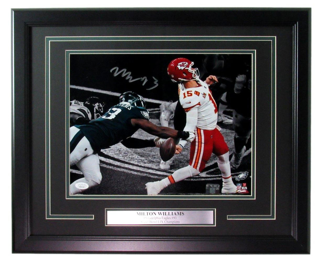 Milton Williams Signed/Autographed 11x14 Photo Eagles SB LIX Framed JSA 195570