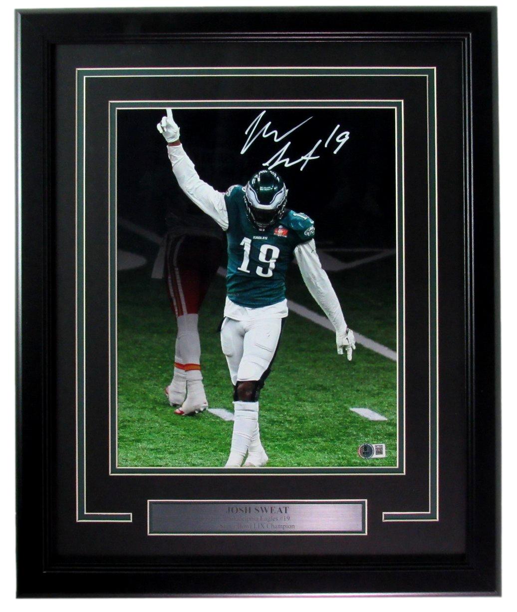 Josh Sweat Signed/Autographed 11x14 Photo Eagles SB LIX Framed Beckett 195571