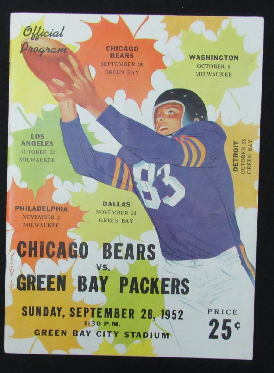 September 28, 1952 Chicago Bears vs. Packers NFL Football Game Program 194105