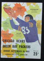 September 28, 1952 Chicago Bears vs. Packers NFL Football Game Program 194105