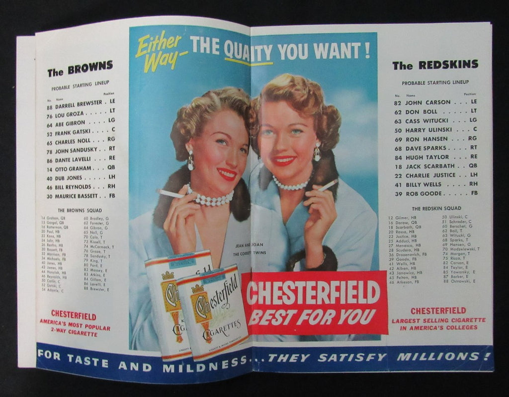 December 5, 1954 Redskins vs. Browns NFL Football Game Program 194123