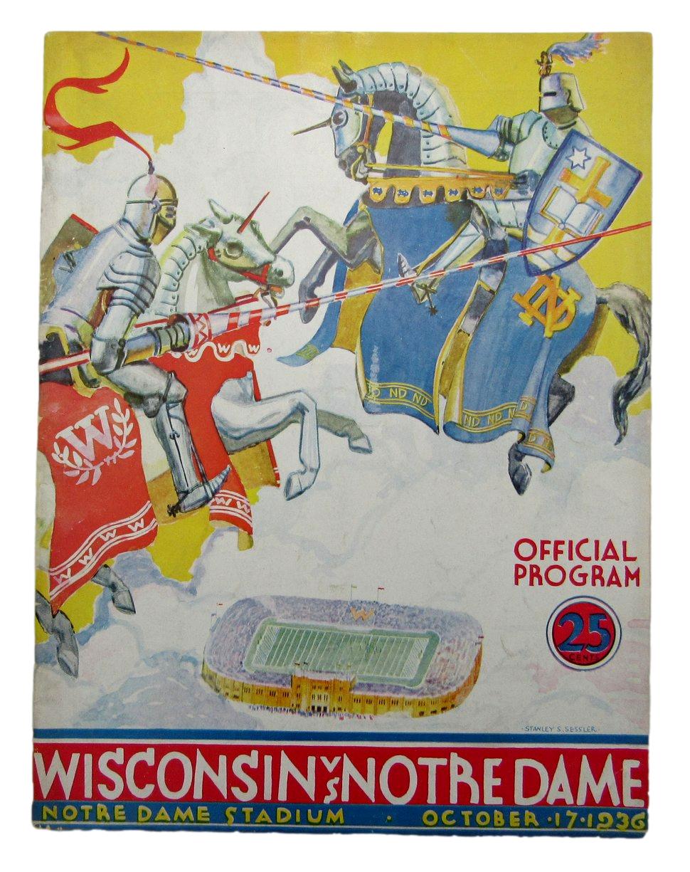 October 17, 1936 Wisconsin vs. Notre Dame NCAA Football Game Program 195591