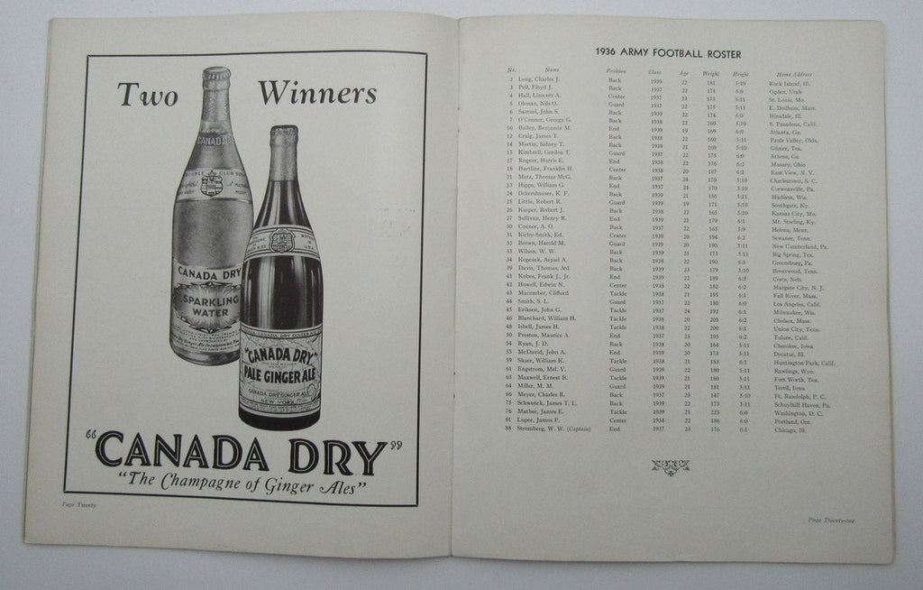 November 14, 1936 Army vs. Notre Dame NCAA Football Game Program 195594