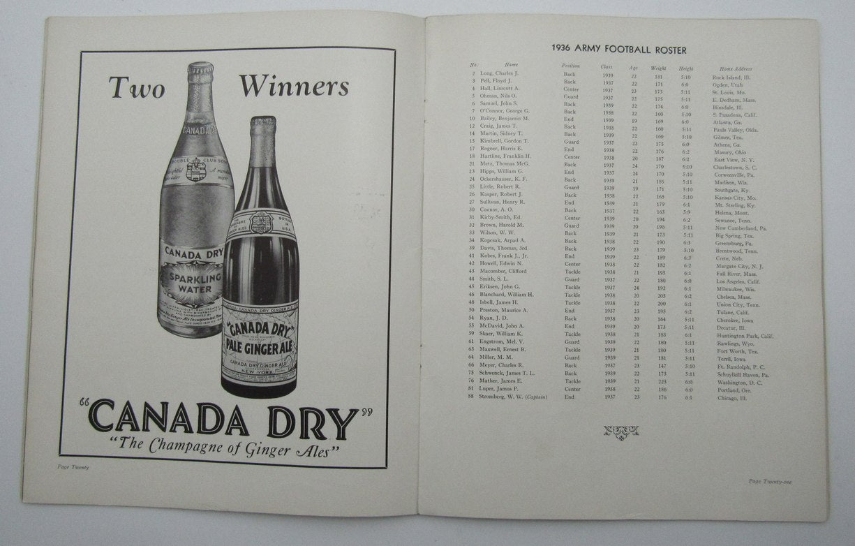 November 14, 1936 Army vs. Notre Dame NCAA Football Game Program 195594
