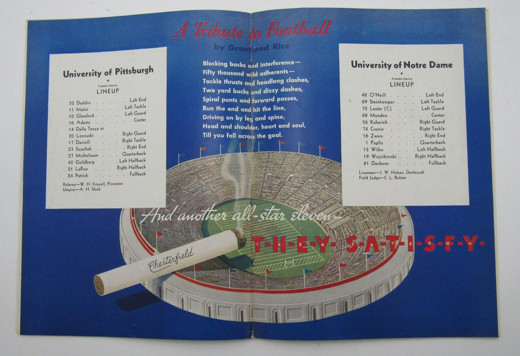 October 24, 1936 Pitt vs. Notre Dame NCAA Football Game Program 195596