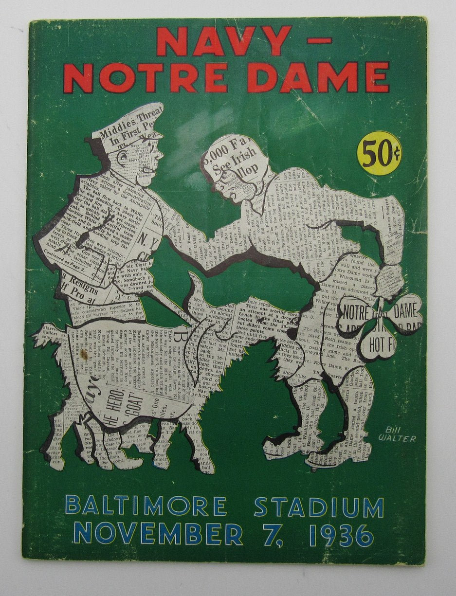 November 7, 1936 Navy vs. Notre Dame NCAA Football Game Program 195597