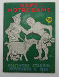 November 7, 1936 Navy vs. Notre Dame NCAA Football Game Program 195597