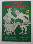 November 7, 1936 Navy vs. Notre Dame NCAA Football Game Program 195597