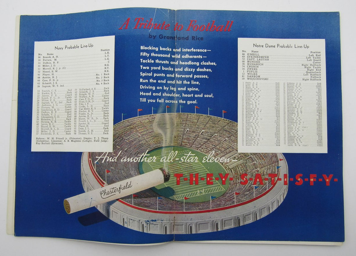 November 7, 1936 Navy vs. Notre Dame NCAA Football Game Program 195597