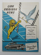 October 8, 1951 Detroit Lions vs. New York Yanks Football Game Program 195602