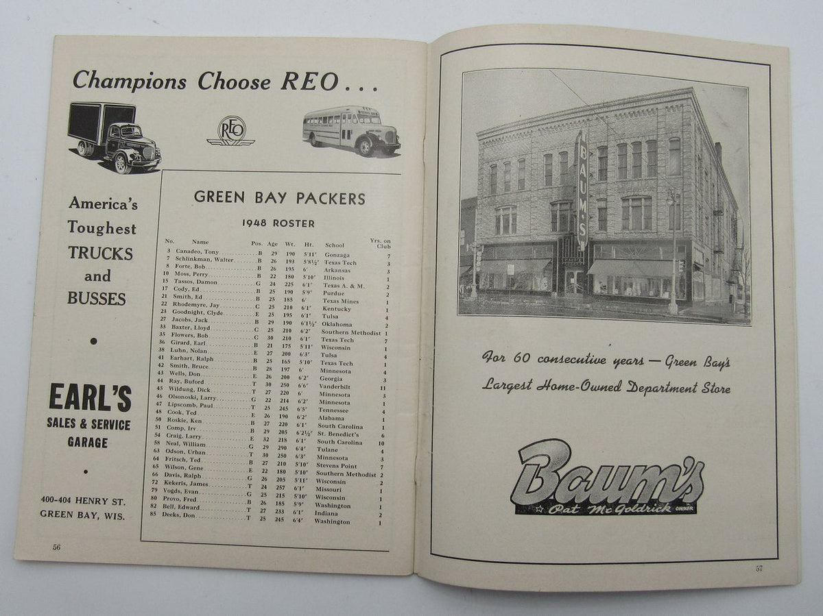 October 17, 1948 LA Rams vs. Green Bay Packers Football Game Program 195605