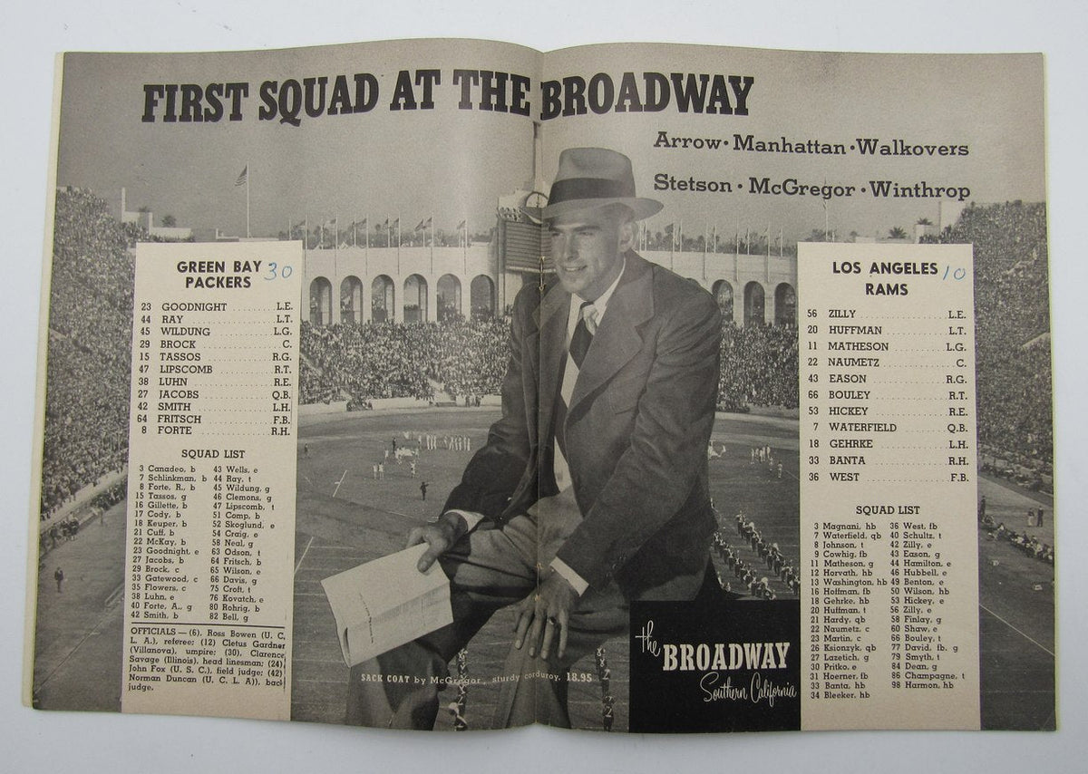 November 30, 1947 LA Rams vs. Green Bay Packers Football Game Program 195606