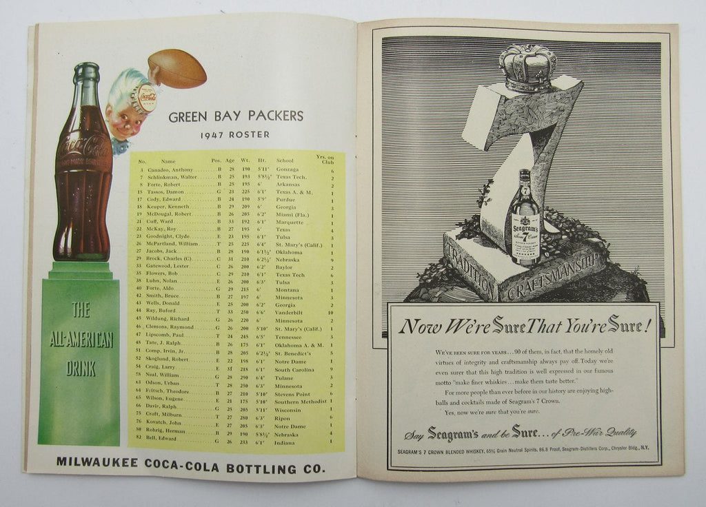 Sept. 28, 1947 Chicago Bears vs. Green Bay Packers Football Game Program 195607