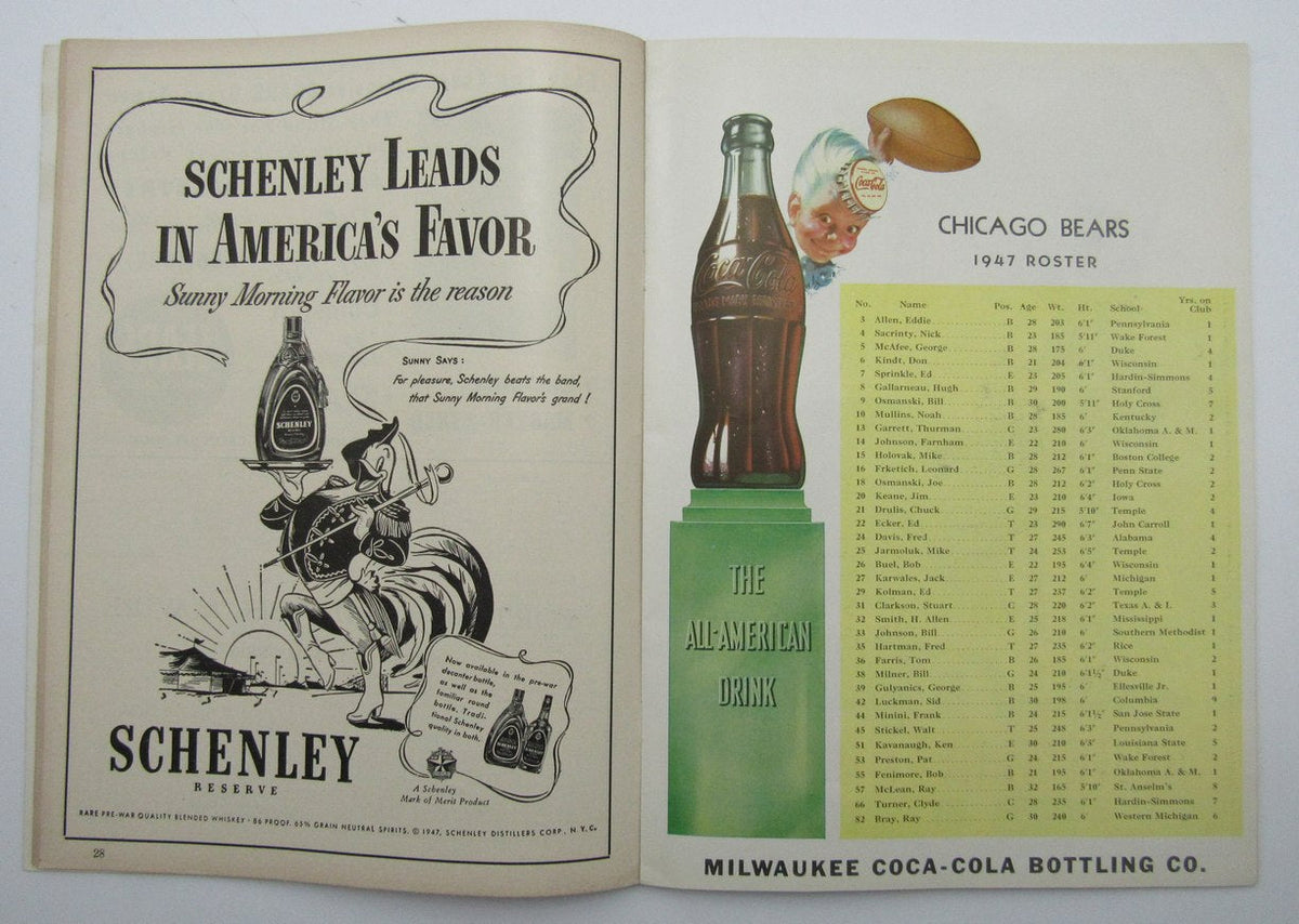 Sept. 28, 1947 Chicago Bears vs. Green Bay Packers Football Game Program 195607