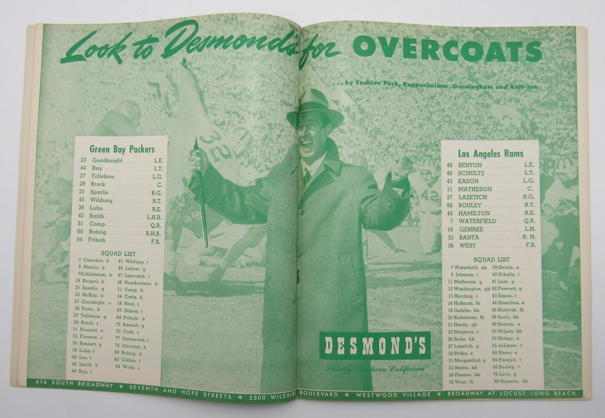 December 8, 1946 LA Rams vs. Green Bay Packers Football Game Program 195608