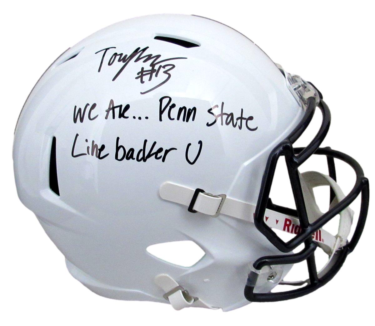 Tony Rojas Signed/Inscr Full Size Speed Replica Helmet Penn State JSA 194519
