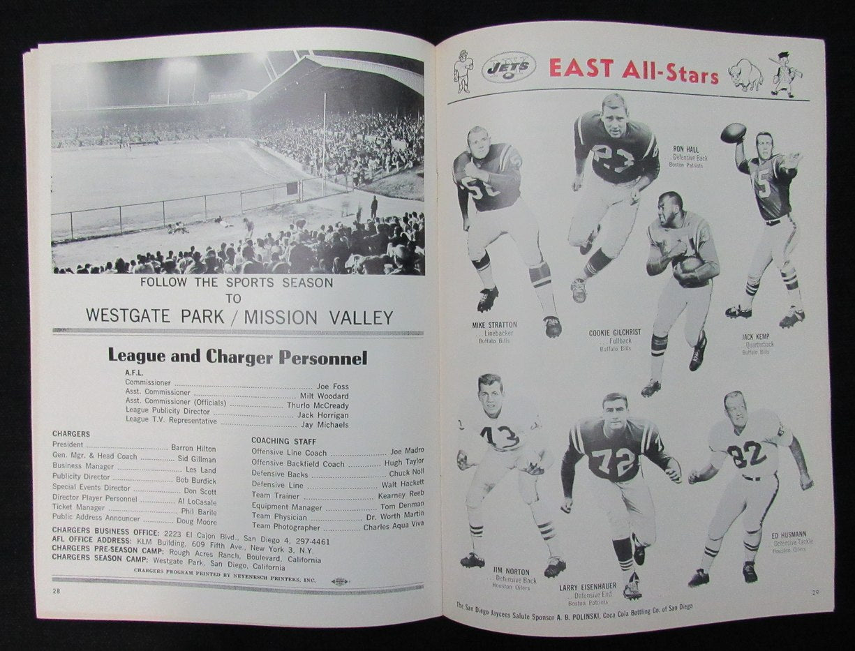 January 19, 1964 American Football League 3rd All-Star Game Program 194645