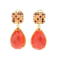 14K Gold Plated 20x14mm Chalcedony & Multi Gemstone Drop Earrings