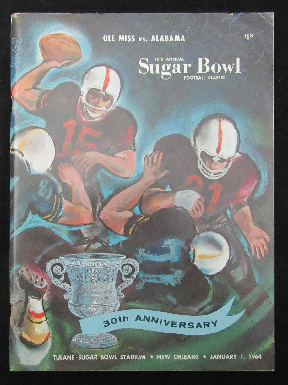 Jan. 1, 1964 Sugar Bowl Ole Miss vs. Alabama NCAA Football Game Program 194653