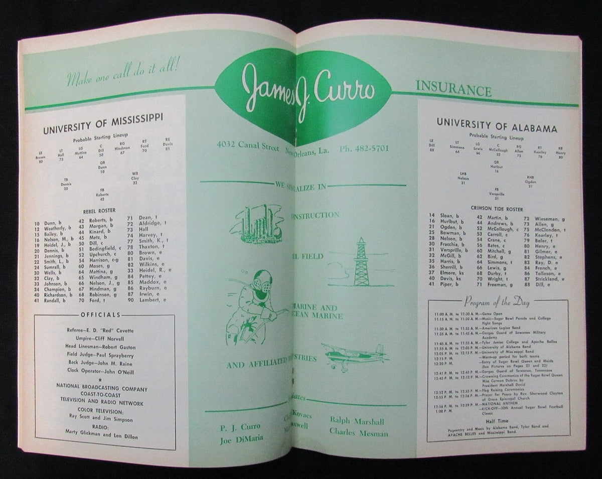 Jan. 1, 1964 Sugar Bowl Ole Miss vs. Alabama NCAA Football Game Program 194653
