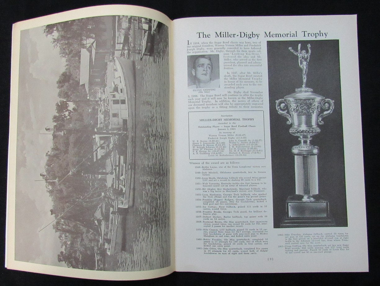 Jan. 1, 1964 Sugar Bowl Ole Miss vs. Alabama NCAA Football Game Program 194653