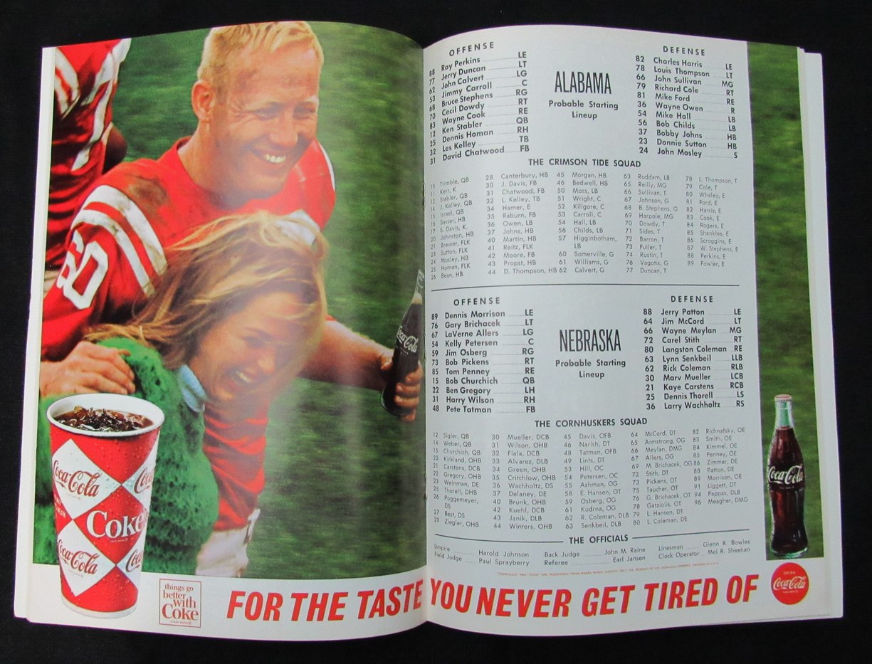 Jan. 2, 1967 Sugar Bowl Alabama vs. Nebraska NCAA Football Game Program 194654