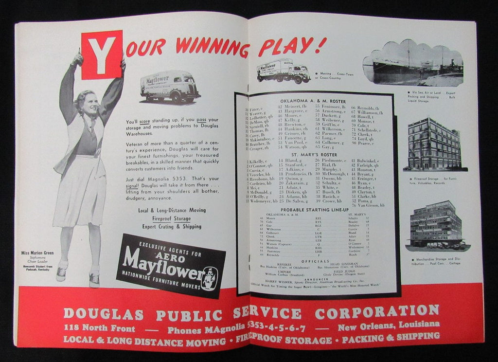Jan. 1, 1946 Sugar Bowl St. Mary's vs. Oklahoma A&M Football Game Program 194656