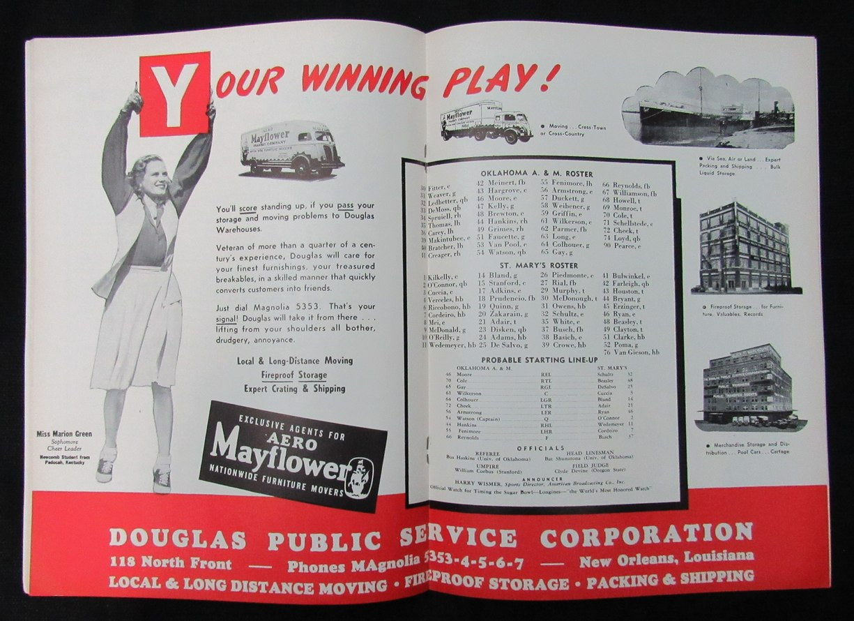 Jan. 1, 1946 Sugar Bowl St. Mary's vs. Oklahoma A&M Football Game Program 194656