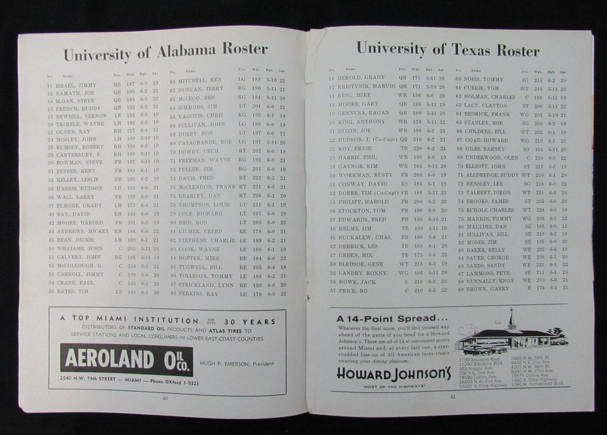 January 1, 1965 Sugar Bowl Alabama vs. Texas NCAA Football Game Program 194663