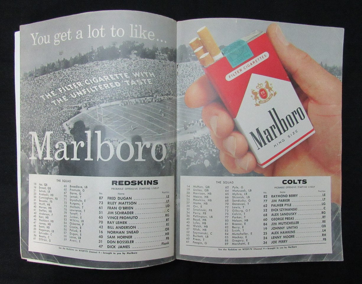 November 26, 1961 Redskins vs. Baltimore Colts Football Game Program 194669
