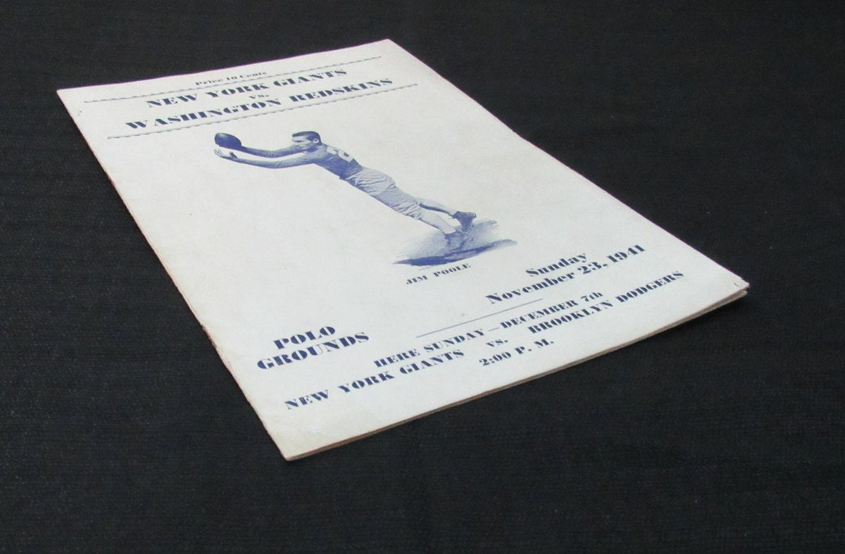 November 23, 1941 NY Giants vs. Redskins Football Game Program 194675