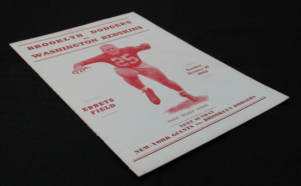 October 18, 1942 Brooklyn Dodgers vs. Redskins Football Game Program 194676