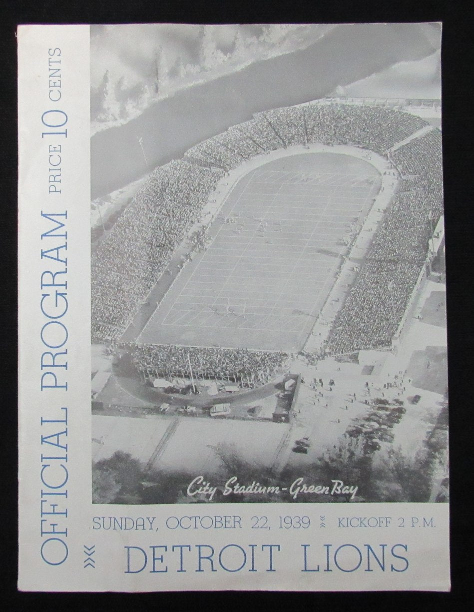 October 22,1939 Detroit Lions vs. Green Bay Packers Football Game Program 194678