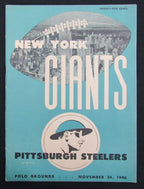 November 24, 1946 NY Giants vs. Pittsburgh Steelers Football Game Program 195506