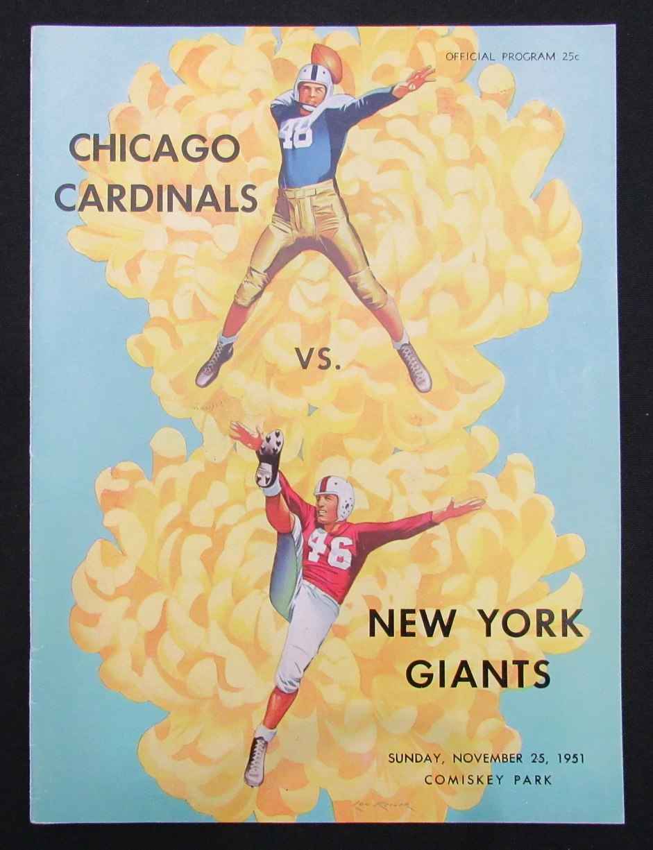 November 25, 1951 Chicago Cardinals vs. NY Giants Football Game Program 195509