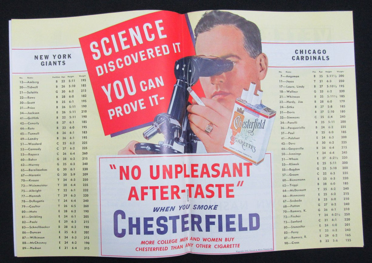 November 25, 1951 Chicago Cardinals vs. NY Giants Football Game Program 195509