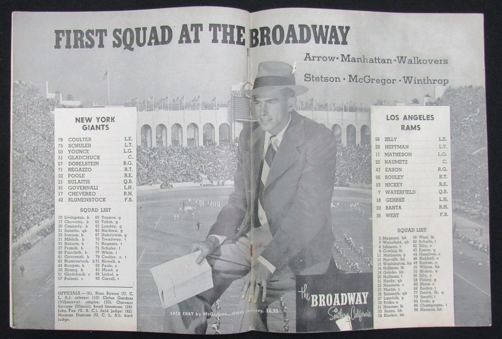 December 14, 1947 LA Rams vs. New York Giants Football Game Program 195510