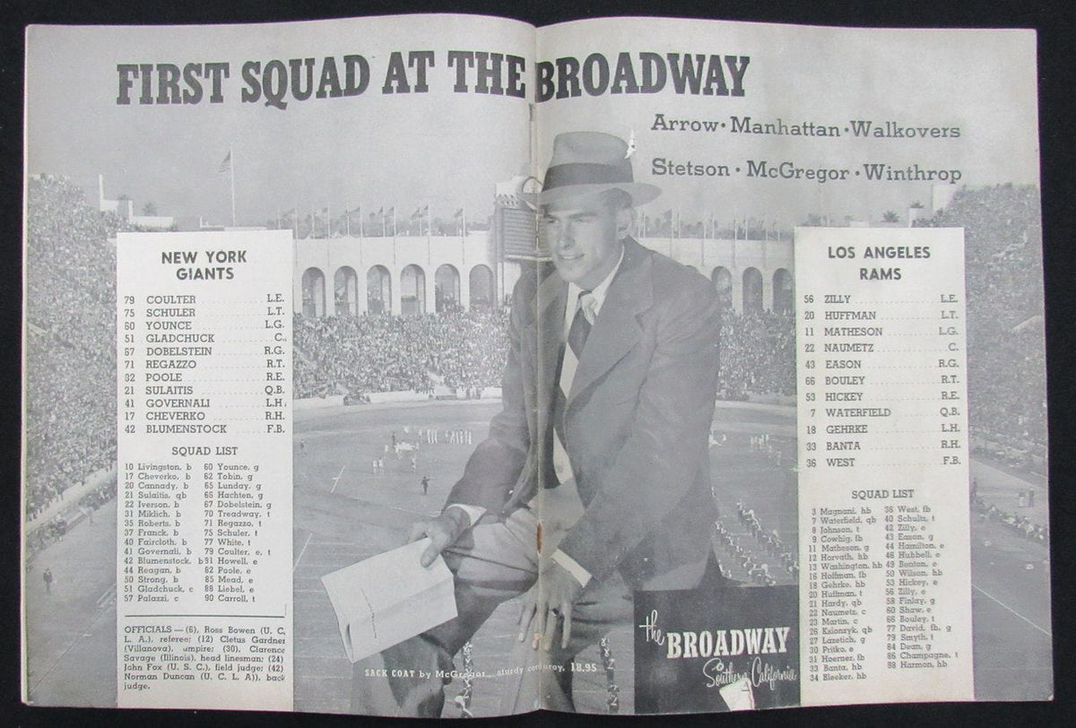 December 14, 1947 LA Rams vs. New York Giants Football Game Program 195510