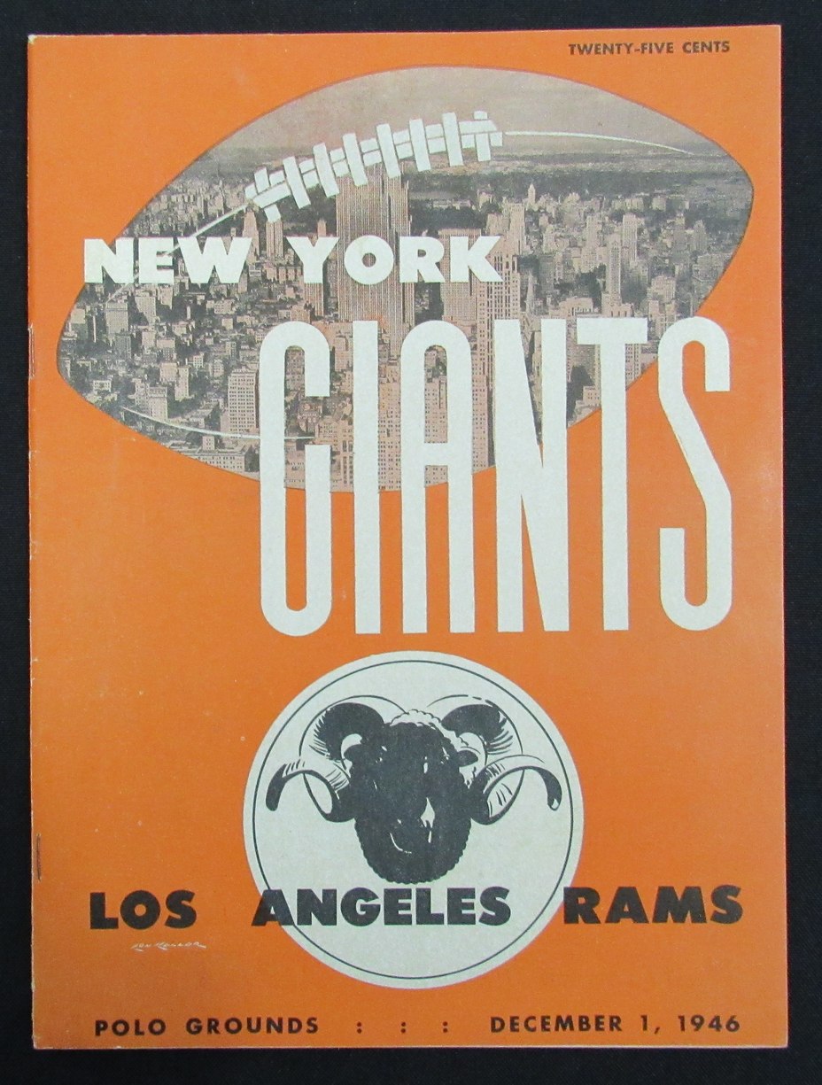 December 1, 1946 New York Giants vs. LA Rams Football Game Program 195514