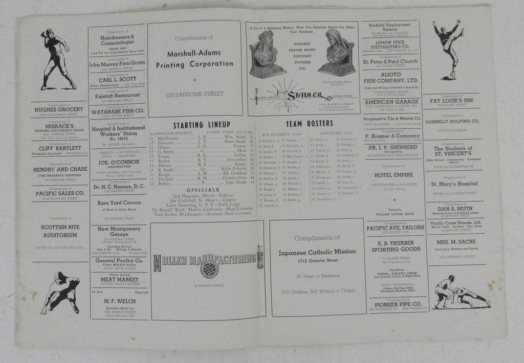January 16, 1938 Program Redskins vs. Pacific Coast All-Americans 195692