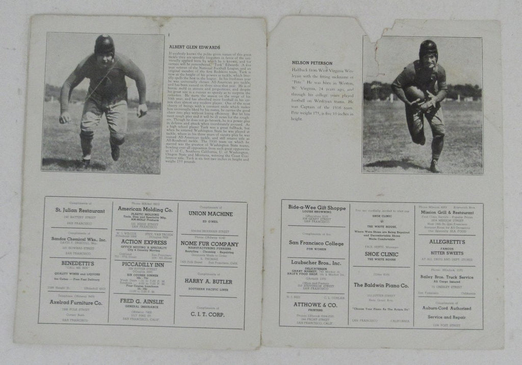 January 16, 1938 Program Redskins vs. Pacific Coast All-Americans 195692