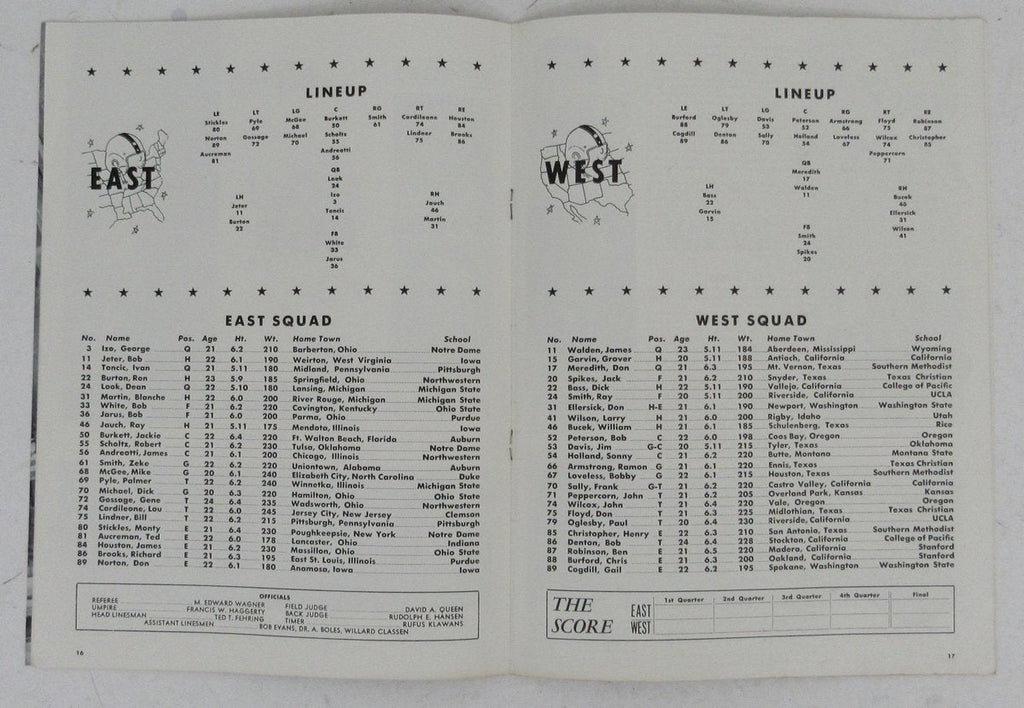 January 2, 1960 Islam Temple Football Game Program East/West All-Stars 195696