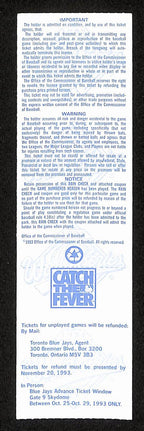 1993 World Series Game 2 Phillies vs. Blue Jays Full Ticket RARE MINT 194164
